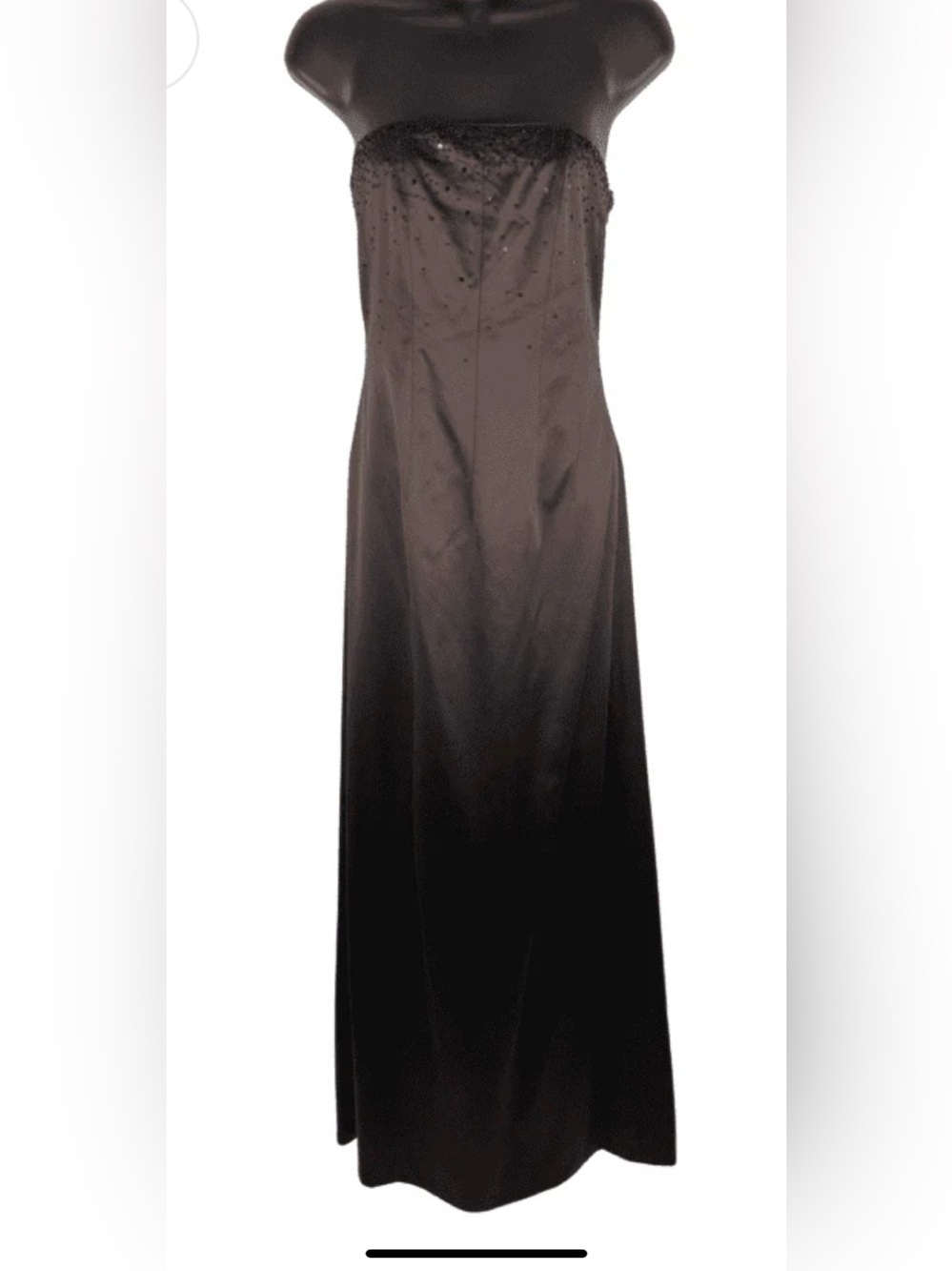Strapless chocolate brown Embellished Evening Dress